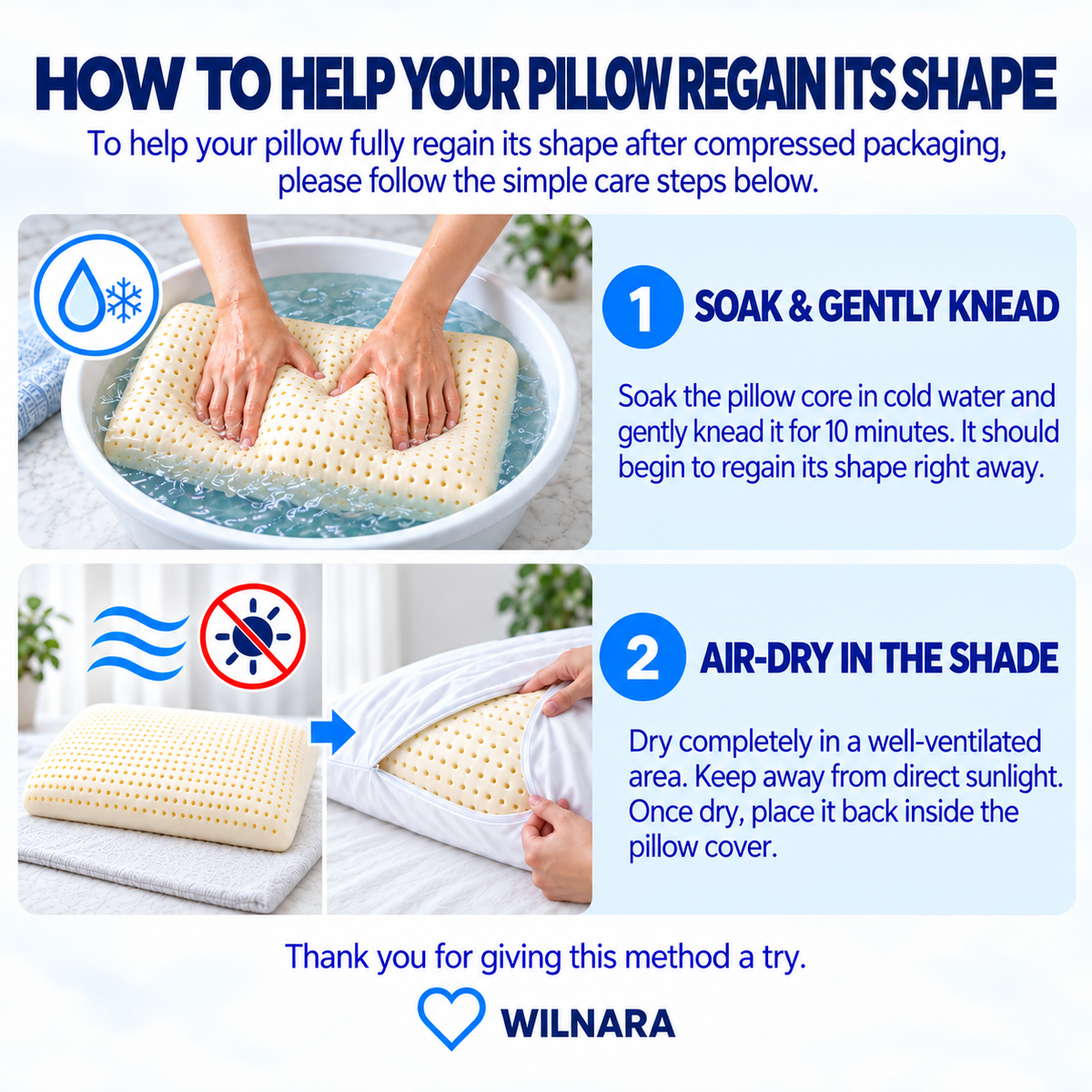 WILNARA 100% Natural Talalay Latex Pillow