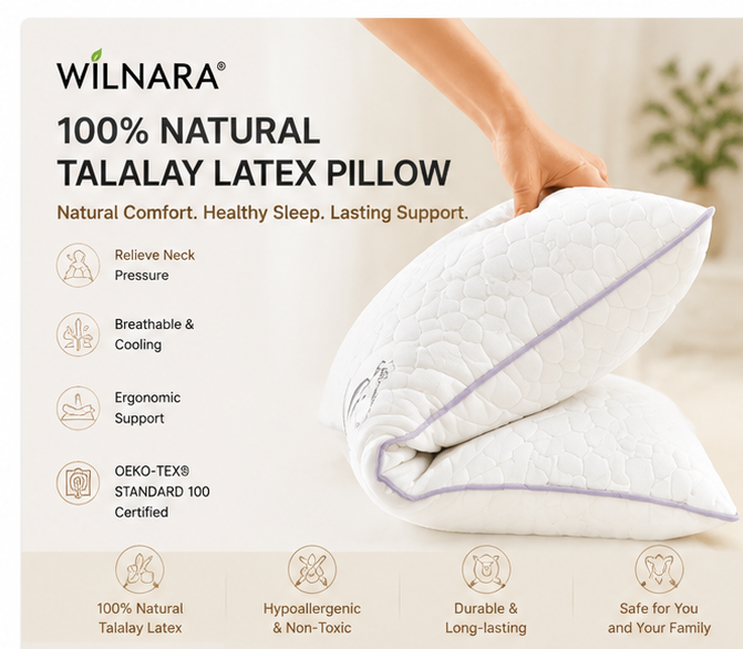 WILNARA 100% Natural Talalay Latex Pillow